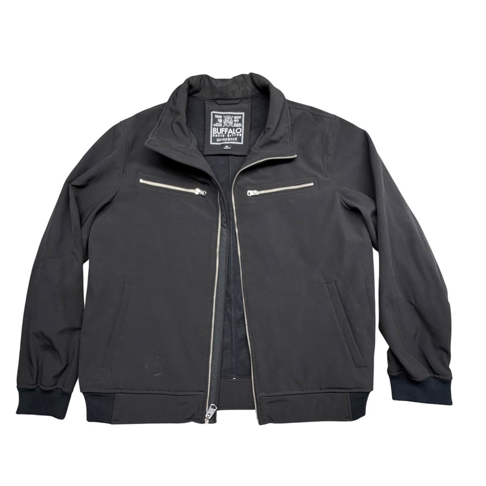 Buffalo David Bitton Mens Black Softshell Full Zip Bomber Jacket XXL Outerwear